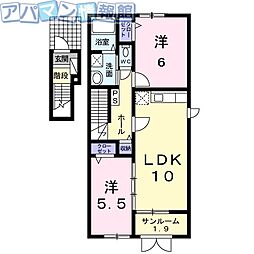 ラヴェル1 2LDKの間取図画像