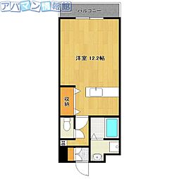 リベルテ白鳥 ワンルームの間取図画像