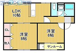 ミッレ・エスターテ 2LDKの間取図画像