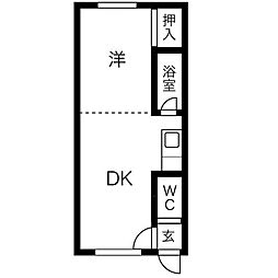 ヴィンテージスタイル310 1階1DKの間取り