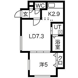 アルページュ平岸 4階1LDKの間取り