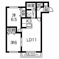 ヴェリテ手稲本町 2LDKの間取図画像