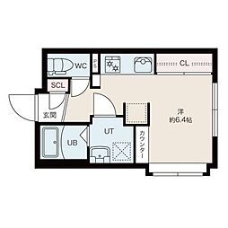 コッペリア 1Kの間取図画像
