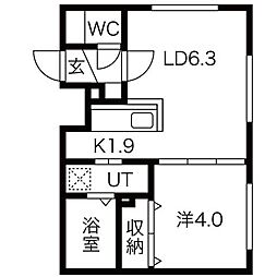 シティレジデンス北6条 1LDKの間取図画像