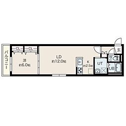 ateenahiragisi 1LDKの間取図画像