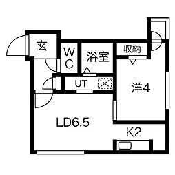 カラライズ琴似 1LDKの間取図画像