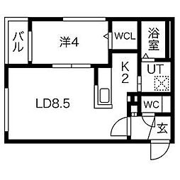 RAFFINE中島公園PREMIUM 1LDKの間取図画像