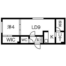 パインヒルズ琴似 1LDKの間取図画像