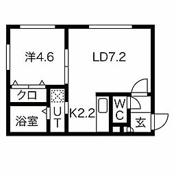 アール栄通 1LDKの間取図画像