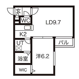 メゾンアヴェニュードゥ 1LDKの間取図画像