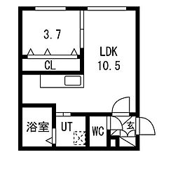 札幌市豊平区月寒西一条7丁目マンション 1LDKの間取図画像