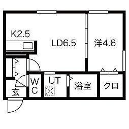 Flandre平岸 1LDKの間取図画像