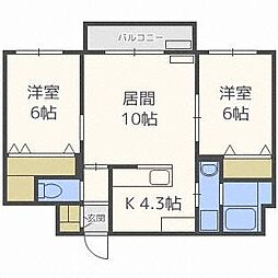 グランメール東札幌5条 2LDKの間取図画像