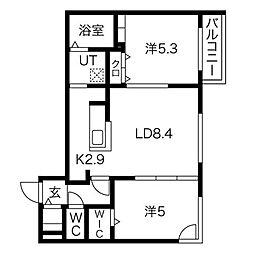 RAFFINATO南郷通 2LDKの間取図画像