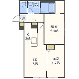 RITZGRANDE厚別南 2LDKの間取図画像