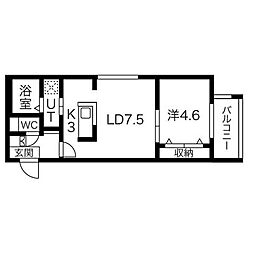 シティレジデンス南12条 1LDKの間取図画像