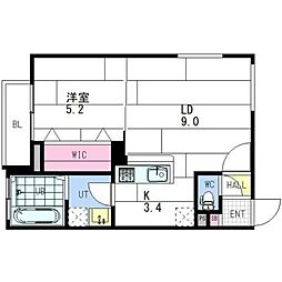 ange-sentier 1LDKの間取図画像