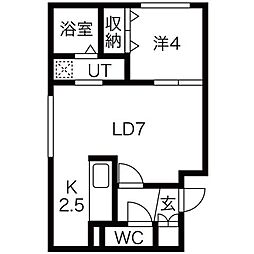 フェリーチェ新札幌 1LDKの間取図画像