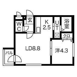 ベルチェドマーニ 1LDKの間取図画像