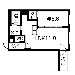 グローカル本郷通 1LDKの間取図画像