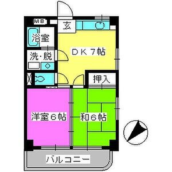 レジデンス秋山 301｜福岡県福岡市南区大楠１丁目(賃貸マンション2DK・3階・38.81㎡)の写真 その2