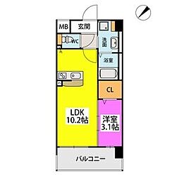 フルハウス高宮 5階1LDKの間取り