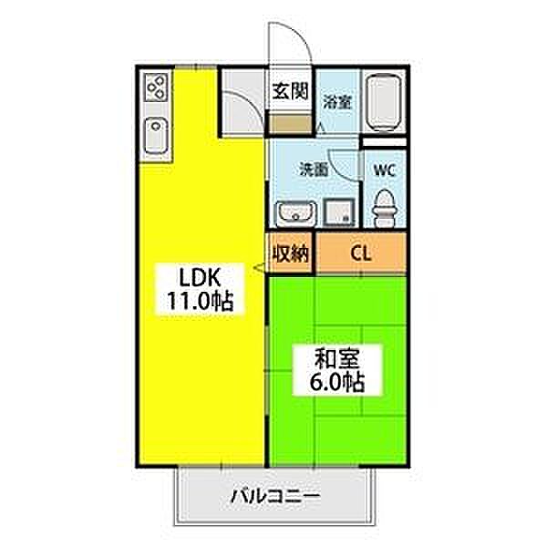 サンガーデン福間 B-102｜福岡県福津市花見が丘１丁目(賃貸アパート1LDK・1階・39.00㎡)の写真 その2