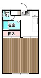 ハピネスルームNo2 1階1Kの間取り