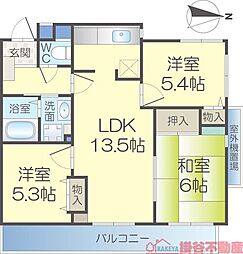 コート若園 2階3LDKの間取り