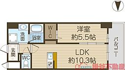 茨木市中津町マンション 1LDKの間取図画像