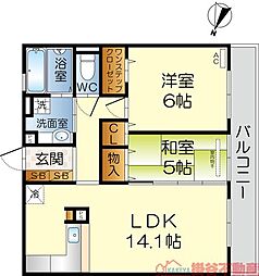 マリエッタヒルズ 2LDKの間取図画像