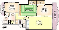 ベル・ドミール南茨木 3LDKの間取図画像