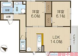 ソフィアコート鳥飼A 2LDKの間取図画像
