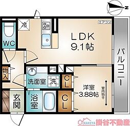 エトワールウエスト 1LDKの間取図画像