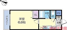 ソレイユ東奈良 1Kの間取図画像