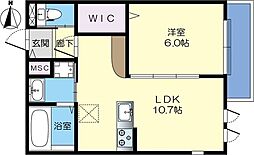 ハイムミニョン西中条 1LDKの間取図画像