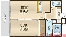 レジデンスKU 1LDKの間取図画像