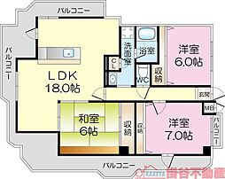 ロイヤル南茨木 3LDKの間取図画像