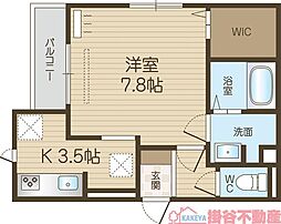 ソシュール ワンルームの間取図画像