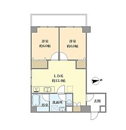 錦糸町ハイタウン 2LDKの間取図画像