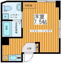 東急東横線 学芸大学駅 徒歩2分の賃貸マンション 2階ワンルームの間取り