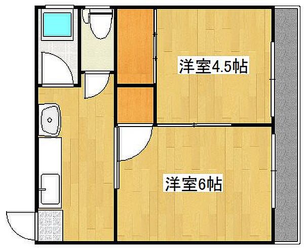 コーポわかば 202｜鹿児島県霧島市国分中央１丁目(賃貸アパート2K・2階・29.00㎡)の写真 その2