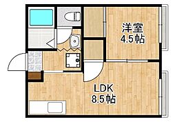 さくらアパートA棟 1LDKの間取図画像