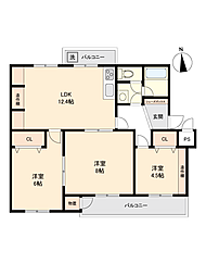 水無瀬青葉ハイツ3号棟 3LDKの間取図画像