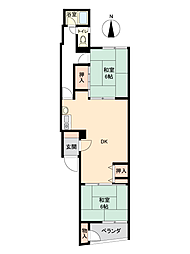 コーポ中野 2DKの間取図画像