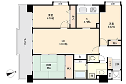 金屋公園サンハイツ 3LDKの間取図画像