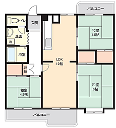 押草南第一住宅402棟 3LDKの間取図画像