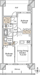 アトラス上熊本 2LDKの間取図画像