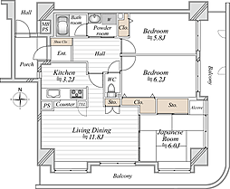 ルミエール戸坂 3LDKの間取図画像