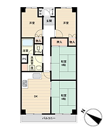 コープ錦町マンション 4DKの間取図画像